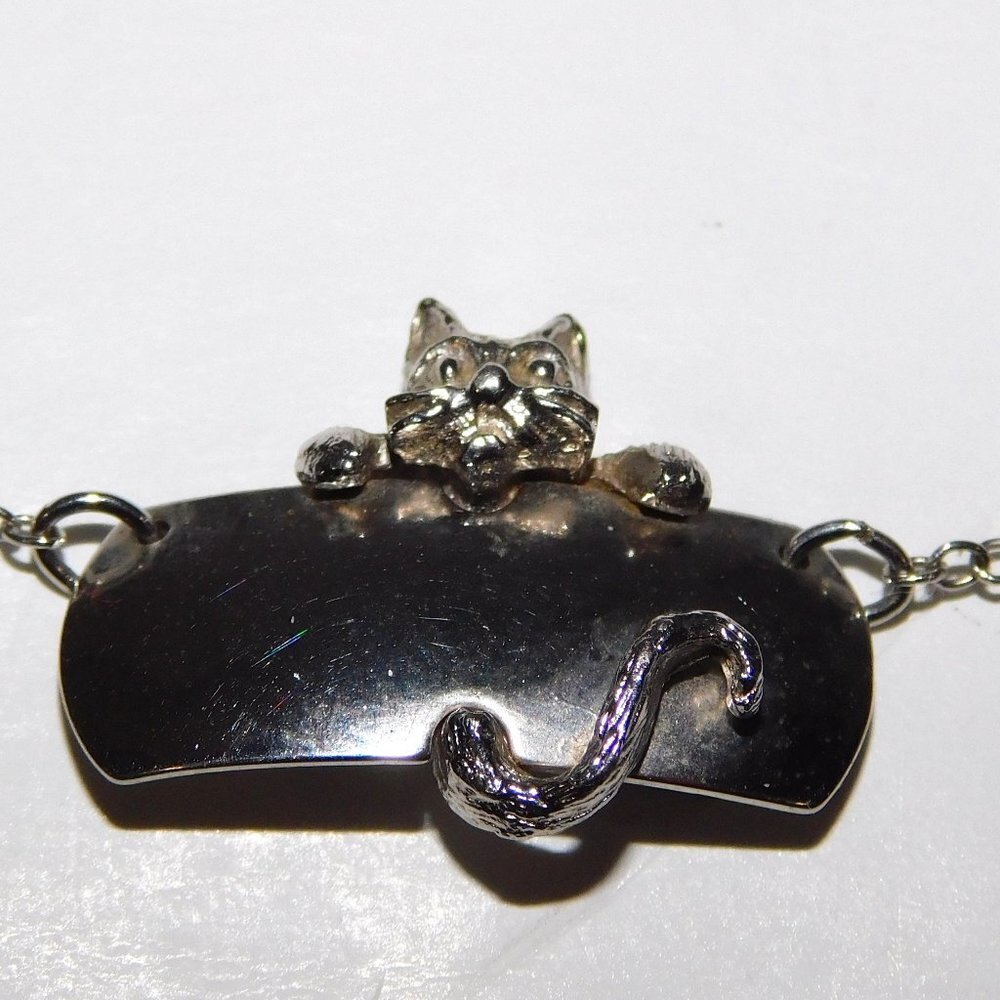 Vintage Sarah Canada Kitty Cat Kitten Necklace engravable